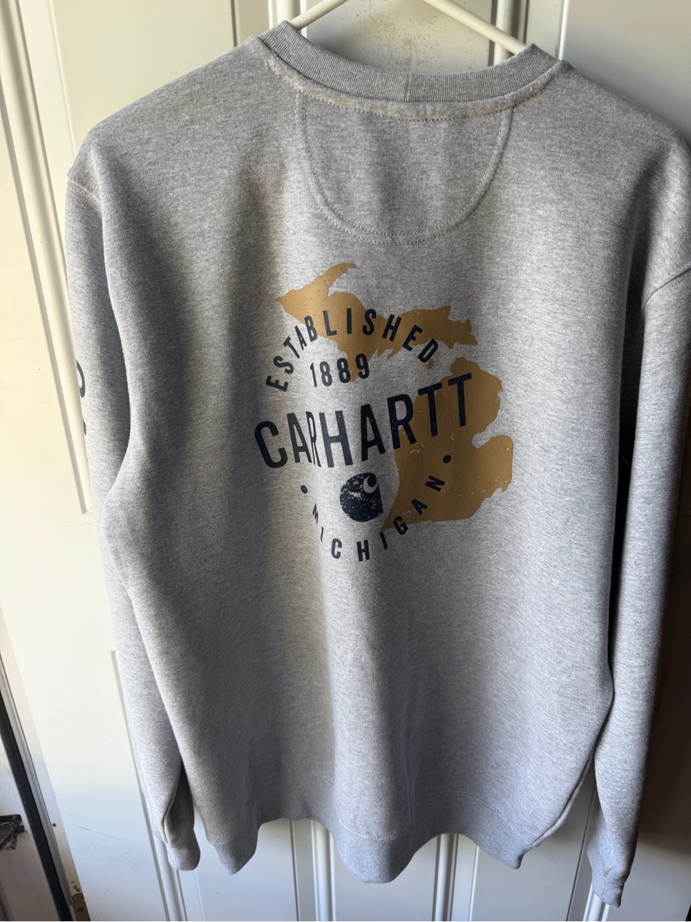 Carhartt Gray Crewneck Sweatshirt with Gold Michigan Graphic